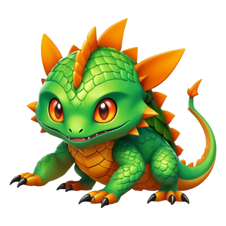 Green and orange Pokémon-Fakémon-creature sticker