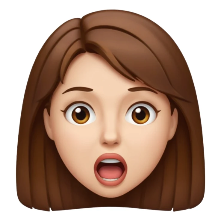 Woman brown hair. Mouth open. Not smiling sticker