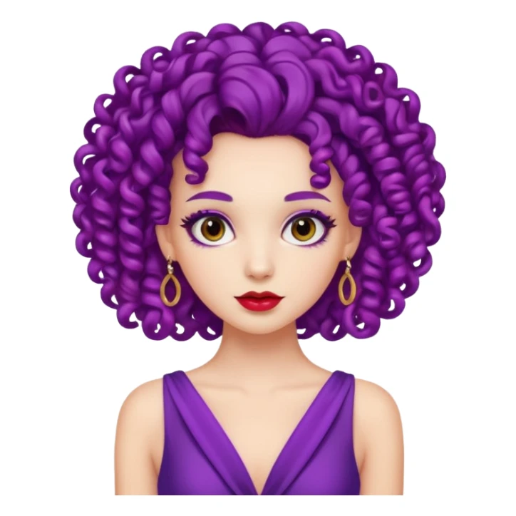 Fashion Model with Purple Curls, red dress sticker