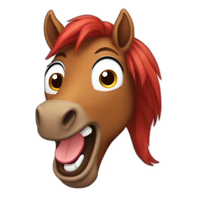 brown horse with red hair laughing sticker