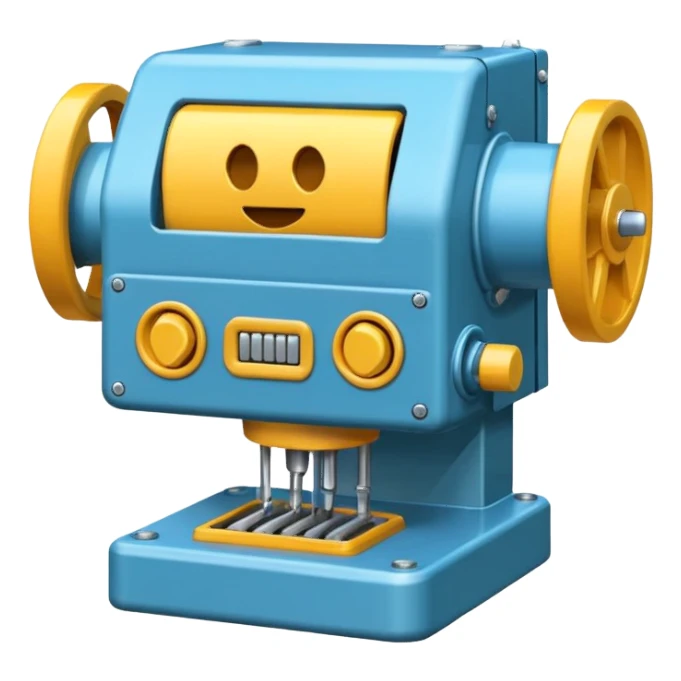 Crea un emoji de una maquina que sea una picadora de plastico sticker