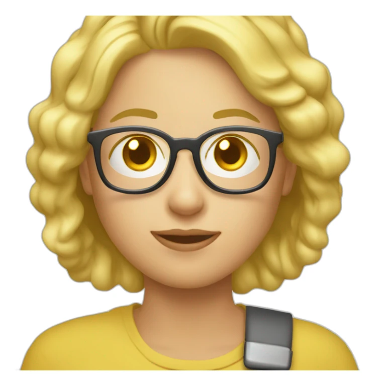 fille BLONDE ronde à lunettes qui travaille sur ordinateur sticker