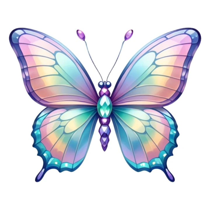 Pastel sparkly iridescent glass crystal butterfly sticker