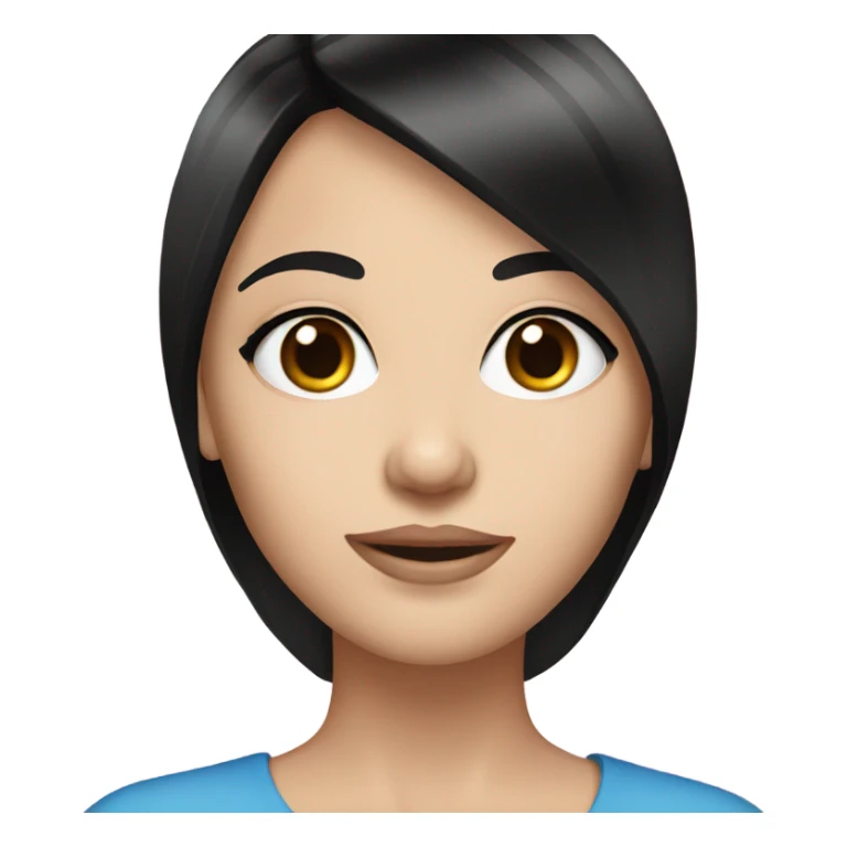 White girl with black straight hair and blue eyes  sticker