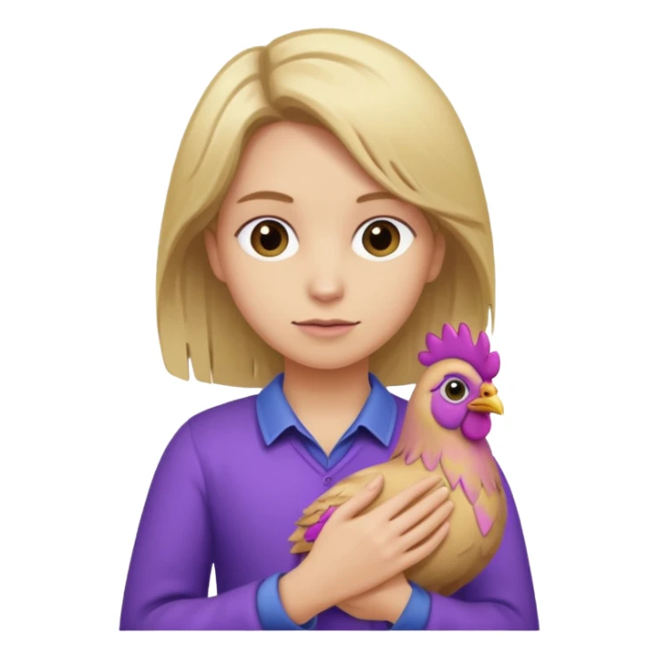 Last with dirty blond hair from Canada holding a purple chicken sticker