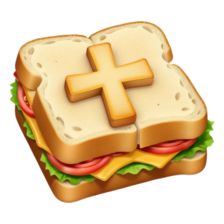 a sandwich with a cross emotji on it sticker