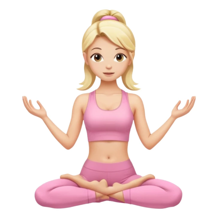blonde yoga girl light pink clothes n sticker