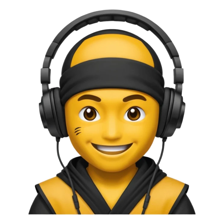Make a customized    emoji that has dj headphones on and a ninja outfit sticker