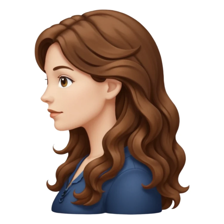 A white woman in profile with long, wavy brown hair sticker