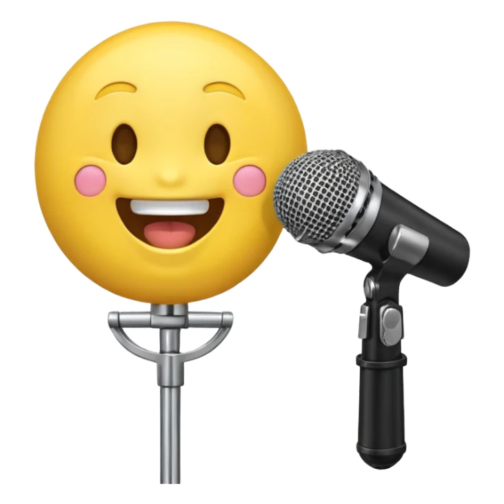 laughing face emoji next to a mic sticker