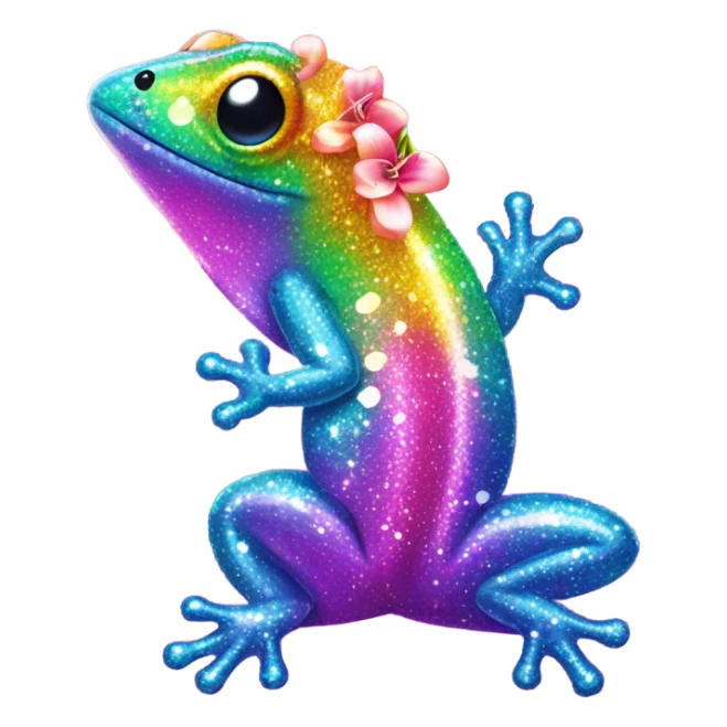 Lisa frank glitter gecko with a lily sticker
