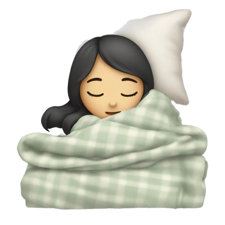 Asian girl sleeping in cozy blanket sticker