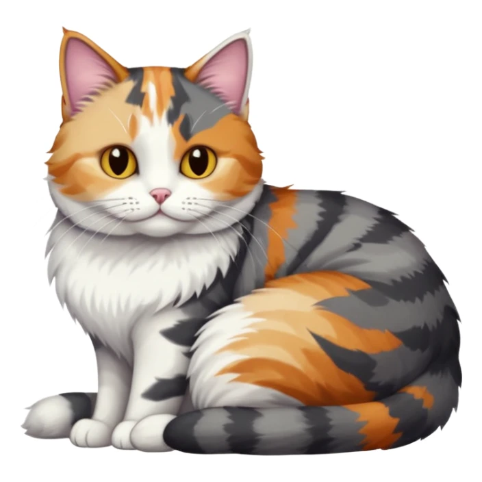 full body colourful light patched calico + white tabby cat cuddling a bigger cat that is dark grey and white tabby cat  sticker