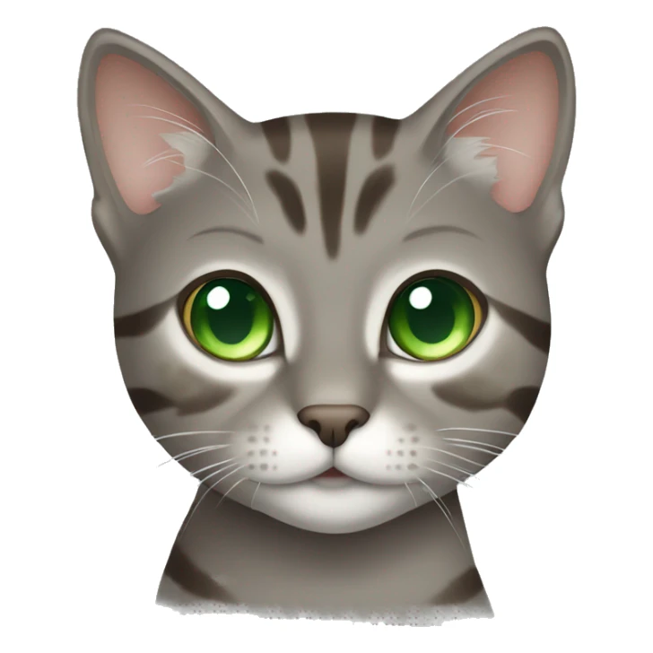 grey and brown tabby cat with green eyes sticker
