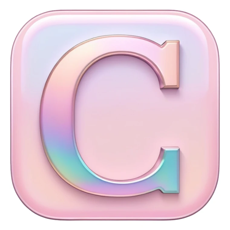 Iridescent pastel pink Font setting icon with letter C sticker