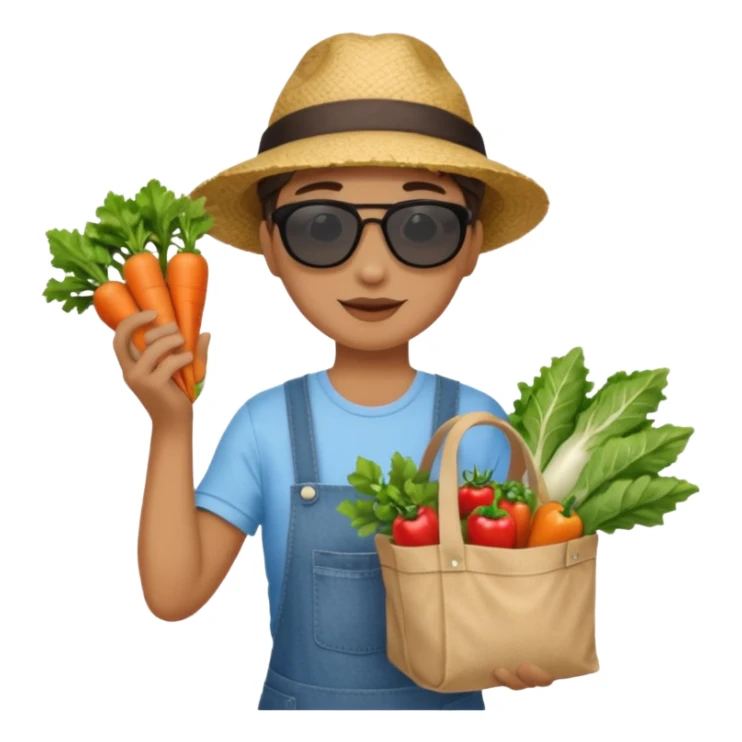 Shopper with veggie tote,Farmers’ Market sticker