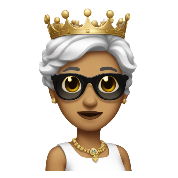Queen emoji with short dark hair and shades sticker