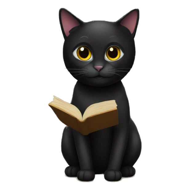 black cat with books sticker