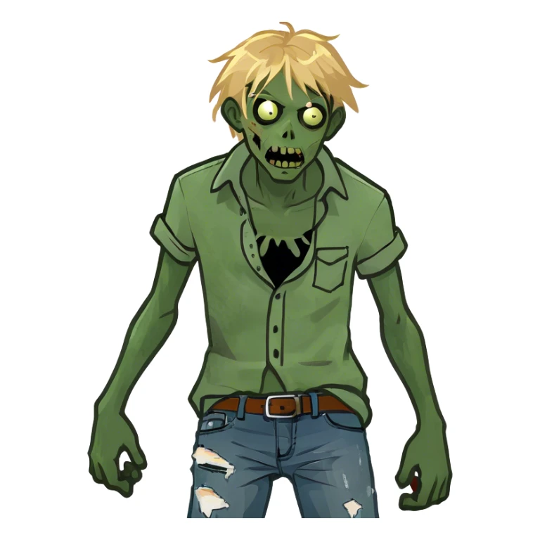 Boy zombie with blonde hair sticker