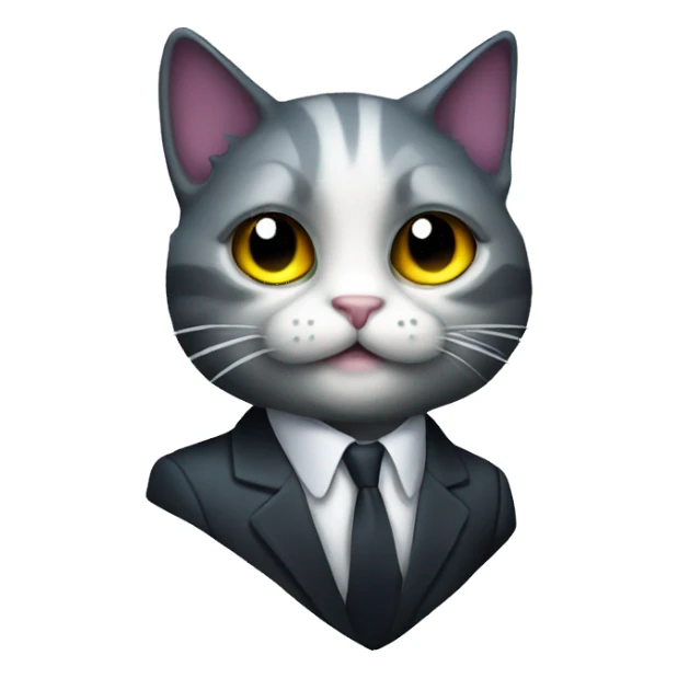 Cat wearing Dark iridescent business suit glowing sticker