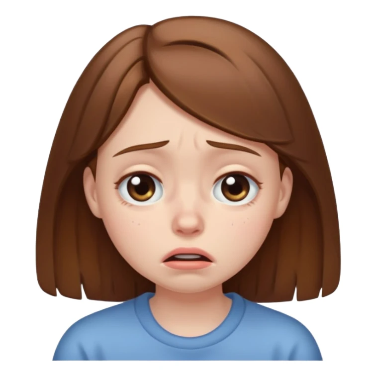 brown haired girl puffy swollen sad eyes sticker