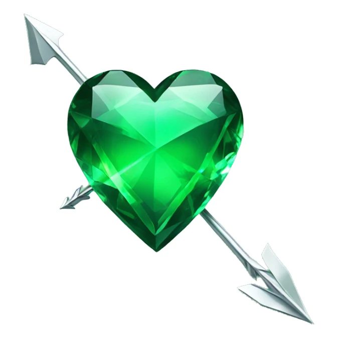heart pierced emerald green with an arrow, glass effect sticker
