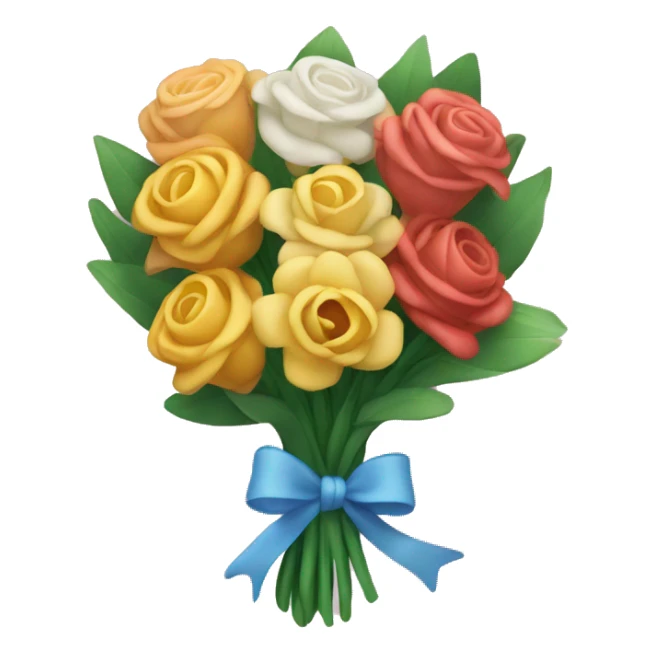 bouquet of flowers tied with a bow sticker