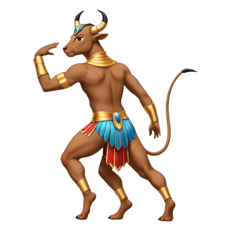 fullbody Egyptian bull leaper, back view, in 'are you entertained' pose sticker