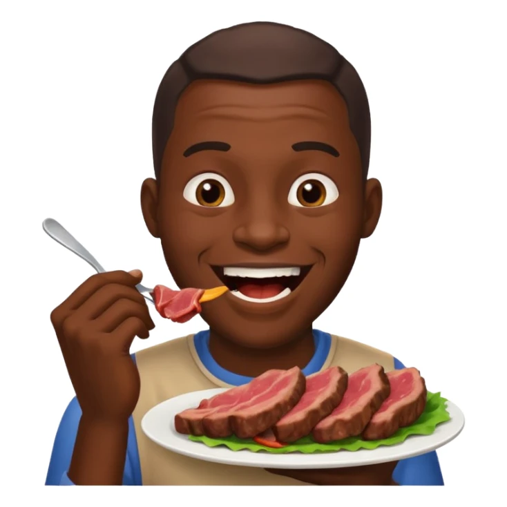An African man eating meat and laughing  sticker