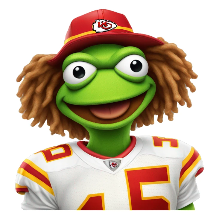 Kermit the frog in Kansas chiefs jersey sticker