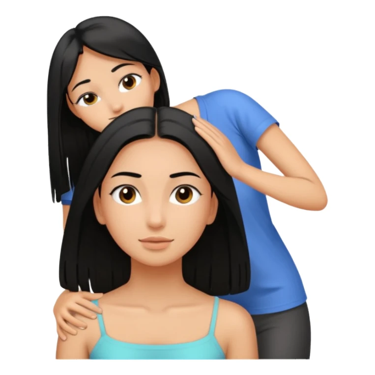 Niña de pelo lacio negro siendo masajeada  sticker