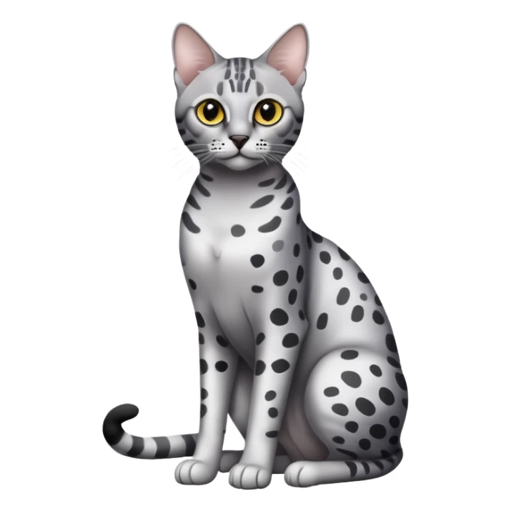 Egyptian Mau cat full body sitting with black eyes sticker