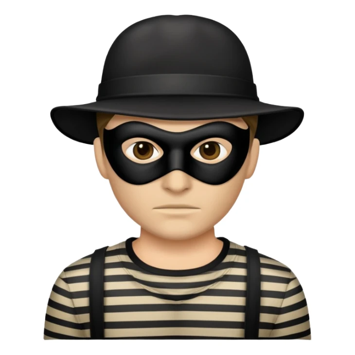 classic robber with black mask and striped shirt sticker