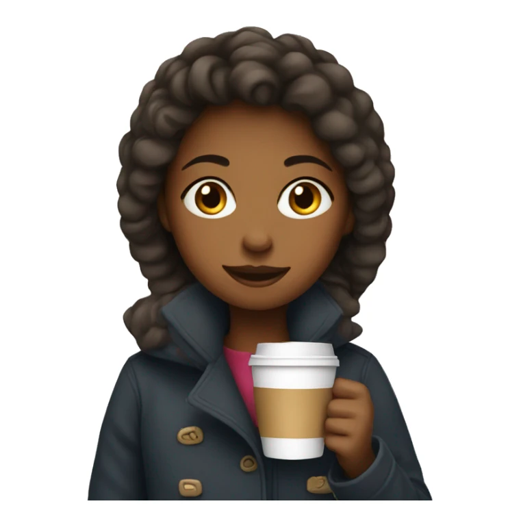Girl wearing coats drink coffee  sticker
