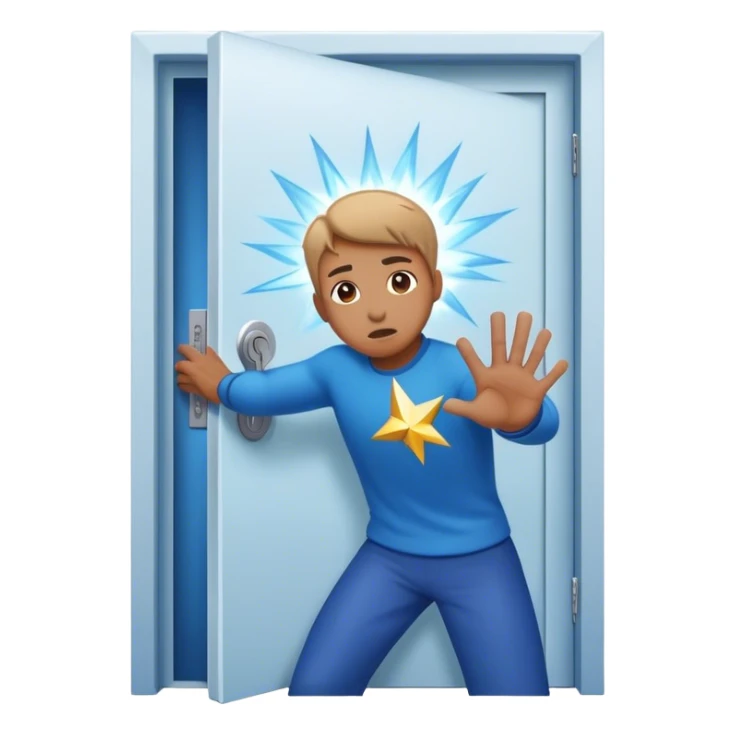 A closed door with a hand knocking on it. Because success isn’t about waiting—it’s about knocking until someone answers.blue power magic on knocking sticker