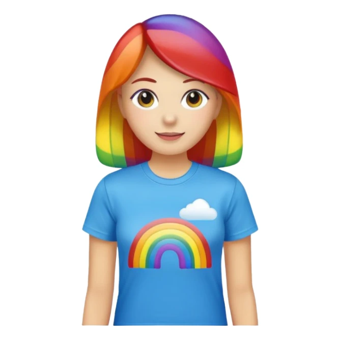 woman with rainbow coloref t shirt sticker