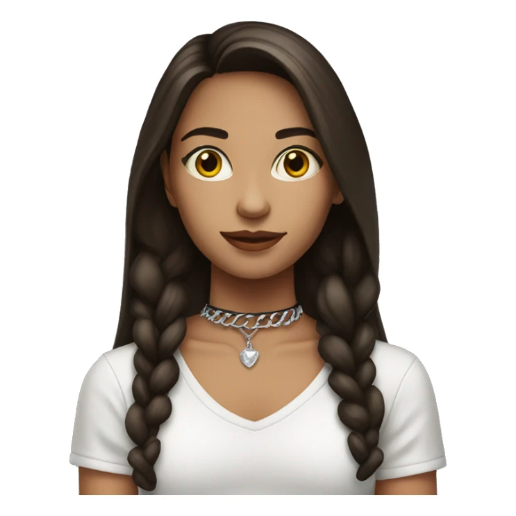 Brunette girl wearing choker sticker