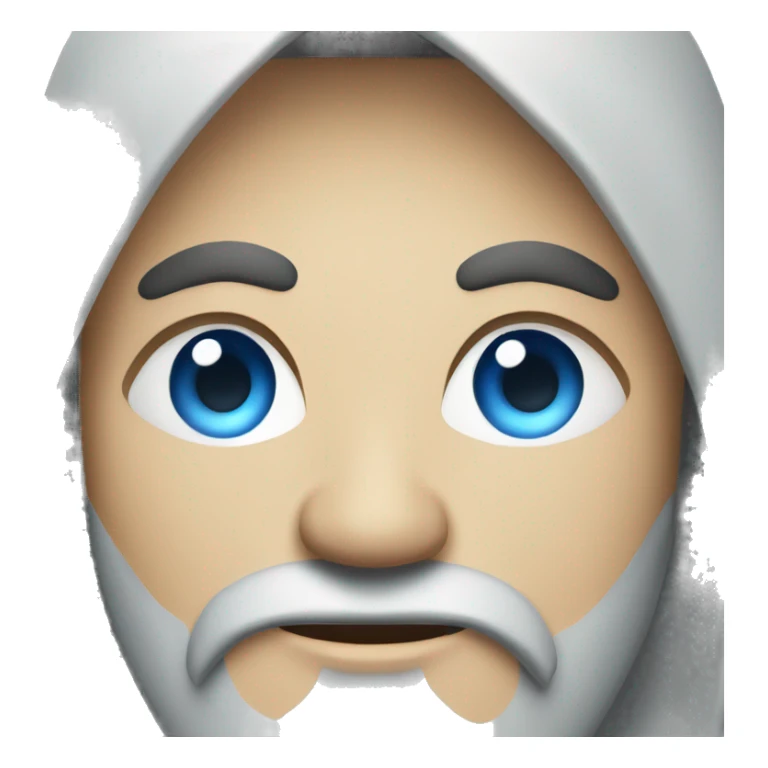 blue eyes. long beard. behind laptop. male.  sticker