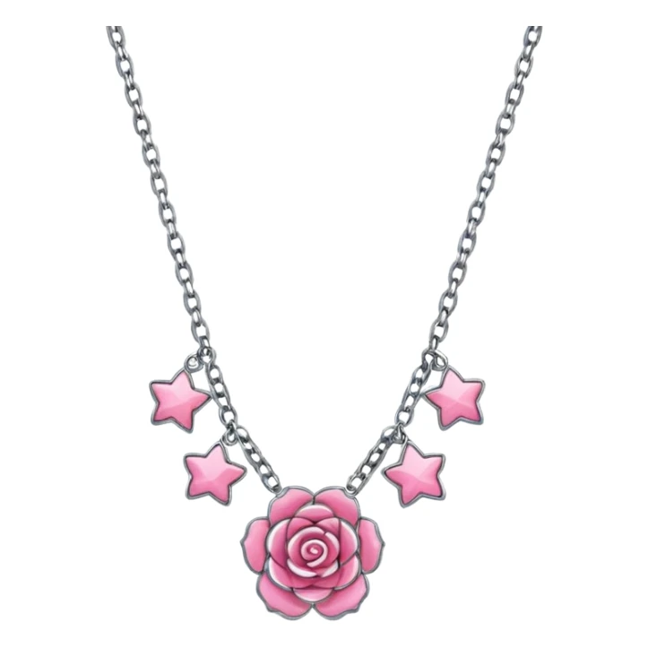 Un emoji de un collar de charms que incluya el color rosa sticker
