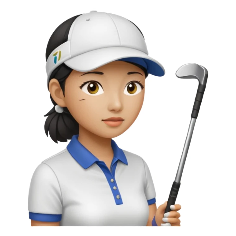 asian women golfer sick profile sticker