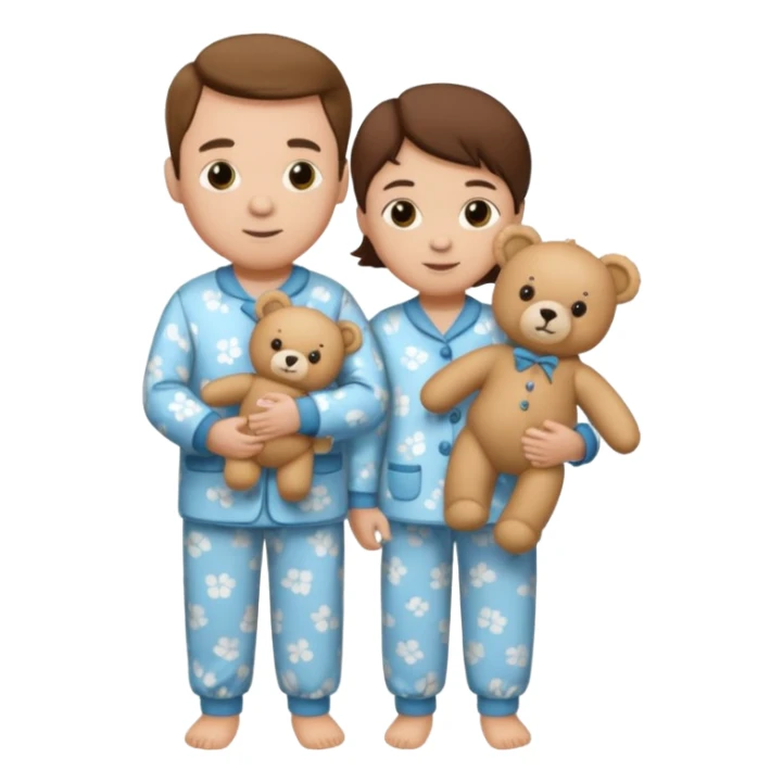 ma and pa kettle wearing pajamas and holding teddy bears sticker