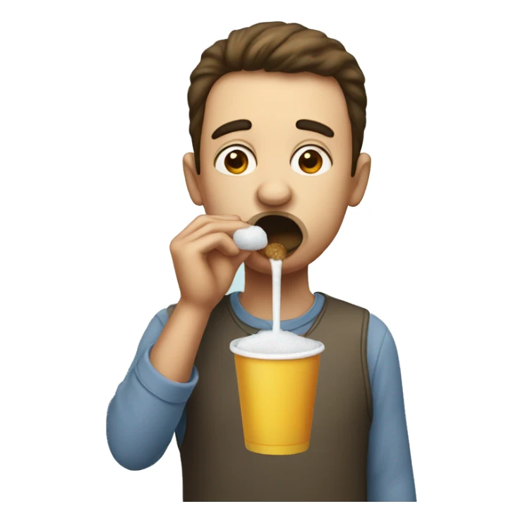 person drinking sugar in the nose through a silly sraw sticker