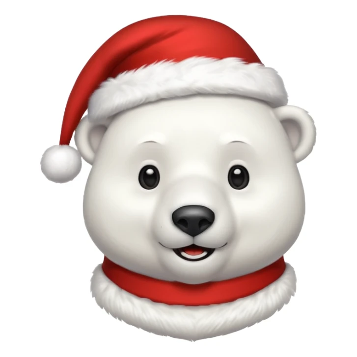 full polar bear with christmas hat on sticker