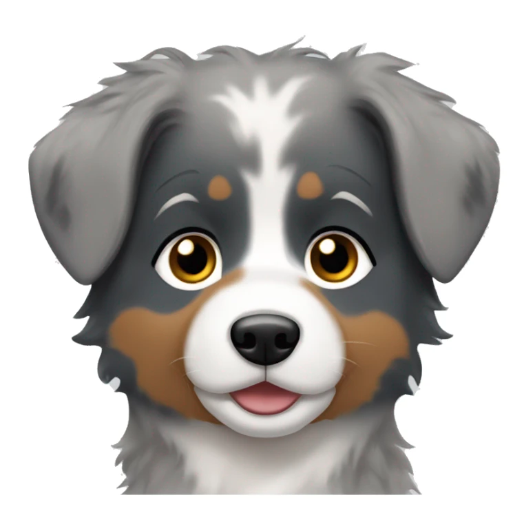 Brunette woman with short hair and blue Merle Australian shepherd sticker