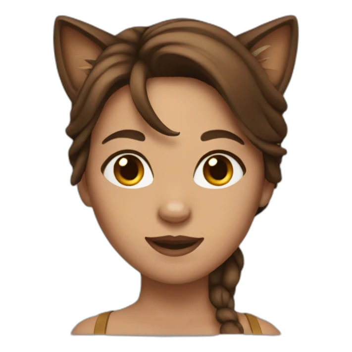 Woman with long brown hair dressed as a cat  sticker