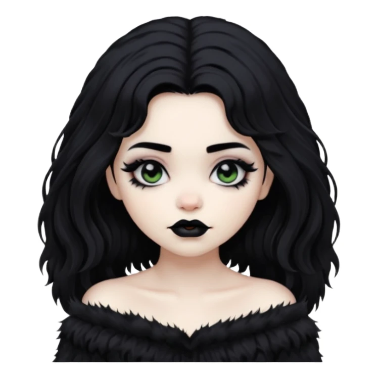  goth girl with fluffy hair sticker