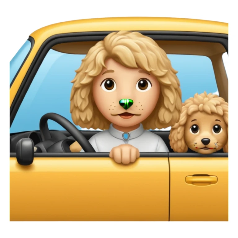 Golden Doodle sandy blonde driving a car sticker