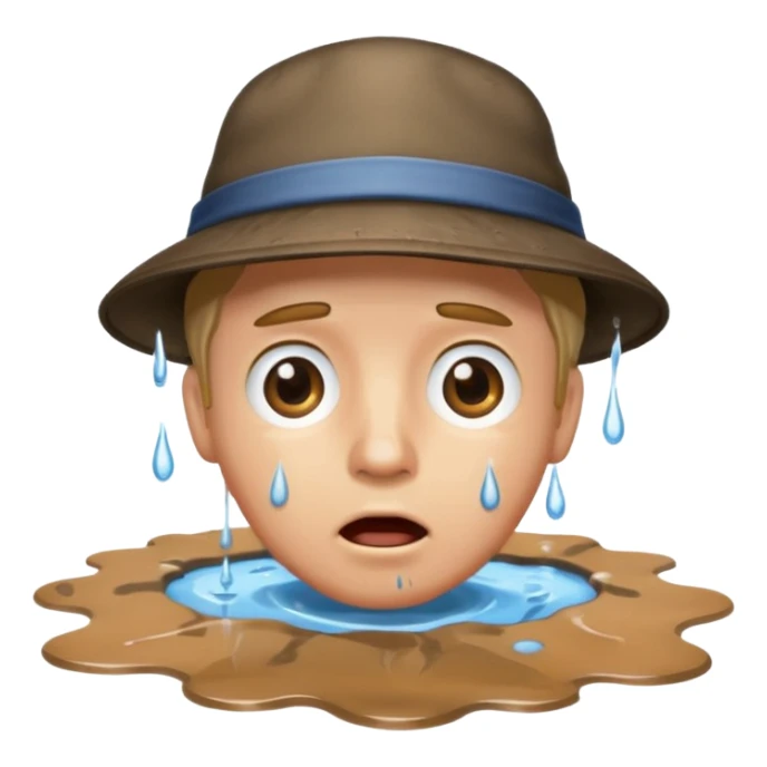 apple style emoji of a man with his face in a puddle after falling sticker