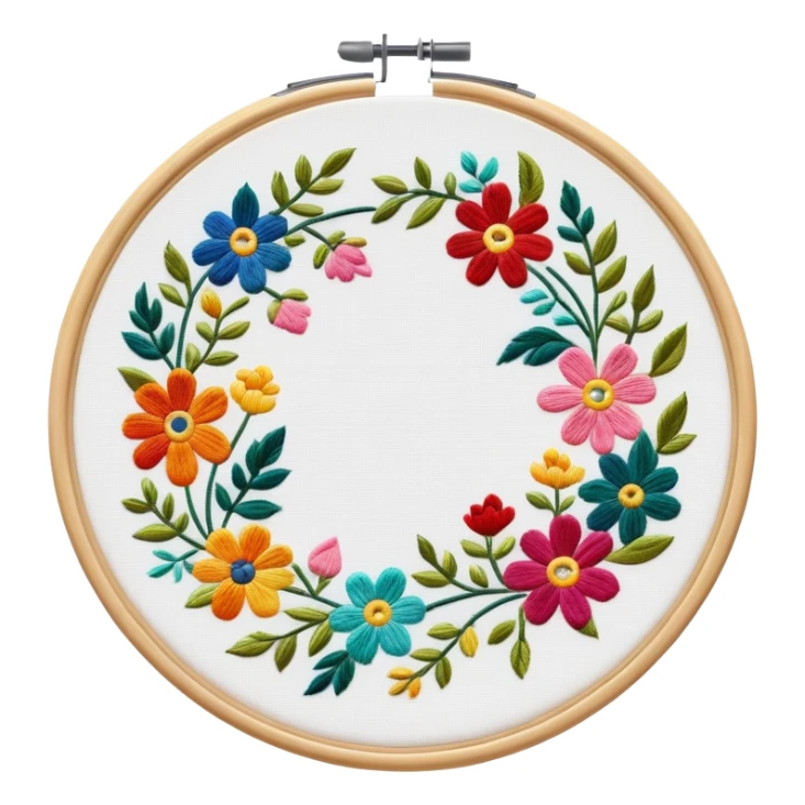 embroidery hoop with colorful floral pattern sticker