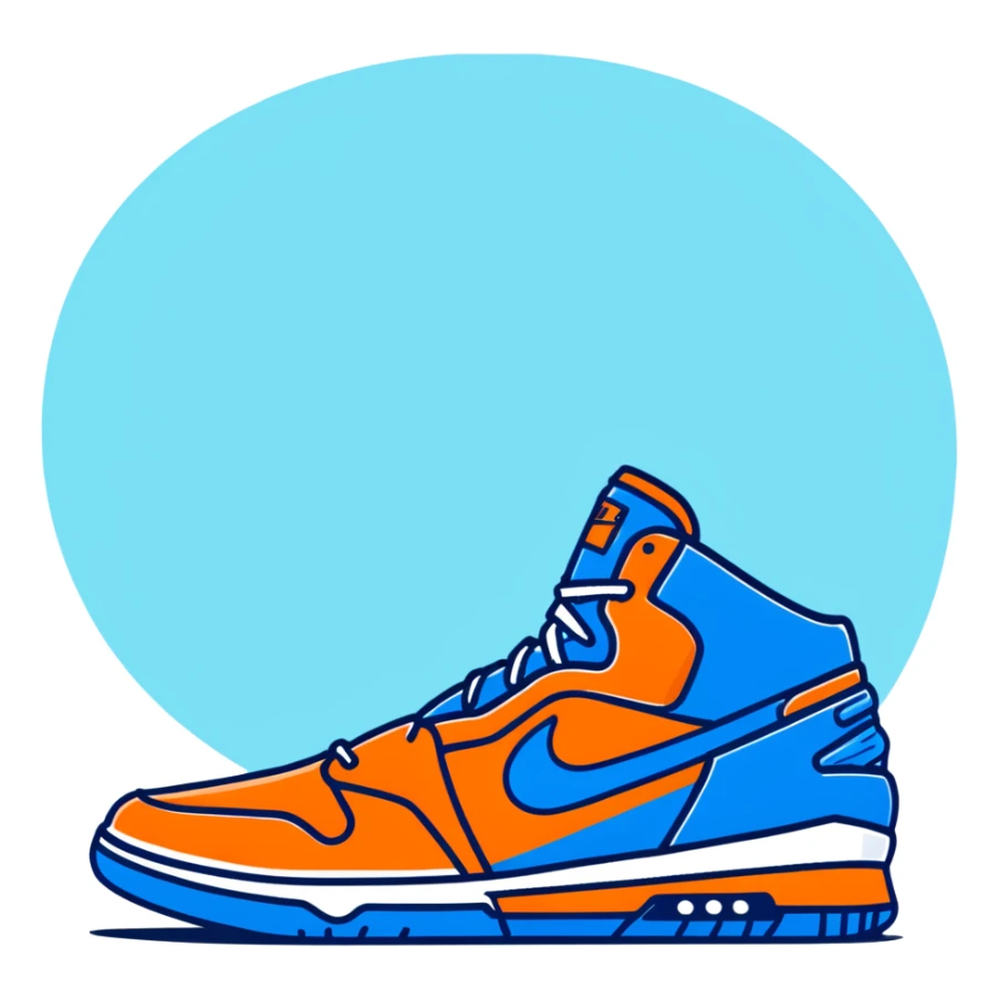sporty blue Nike basketball shoes with nike logo sticker